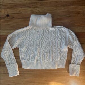 PAIGE Ivory Cable Knit one shoulder Turtleneck Sweater